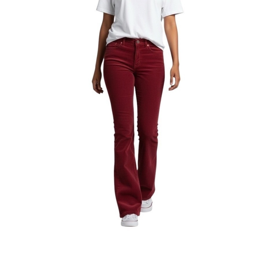 Eddie Bauer Curvy Bootcut Corduroy Pants Burgundy Red Mid‎ Rise Size 4